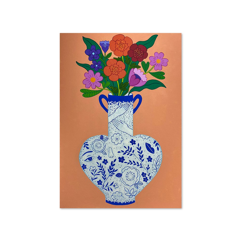 김가리 | 파란색 드로잉 꽃병